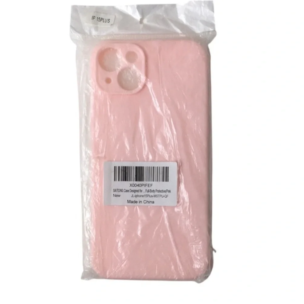 SAITONG Pink silicone case for iPhone 15 Plus